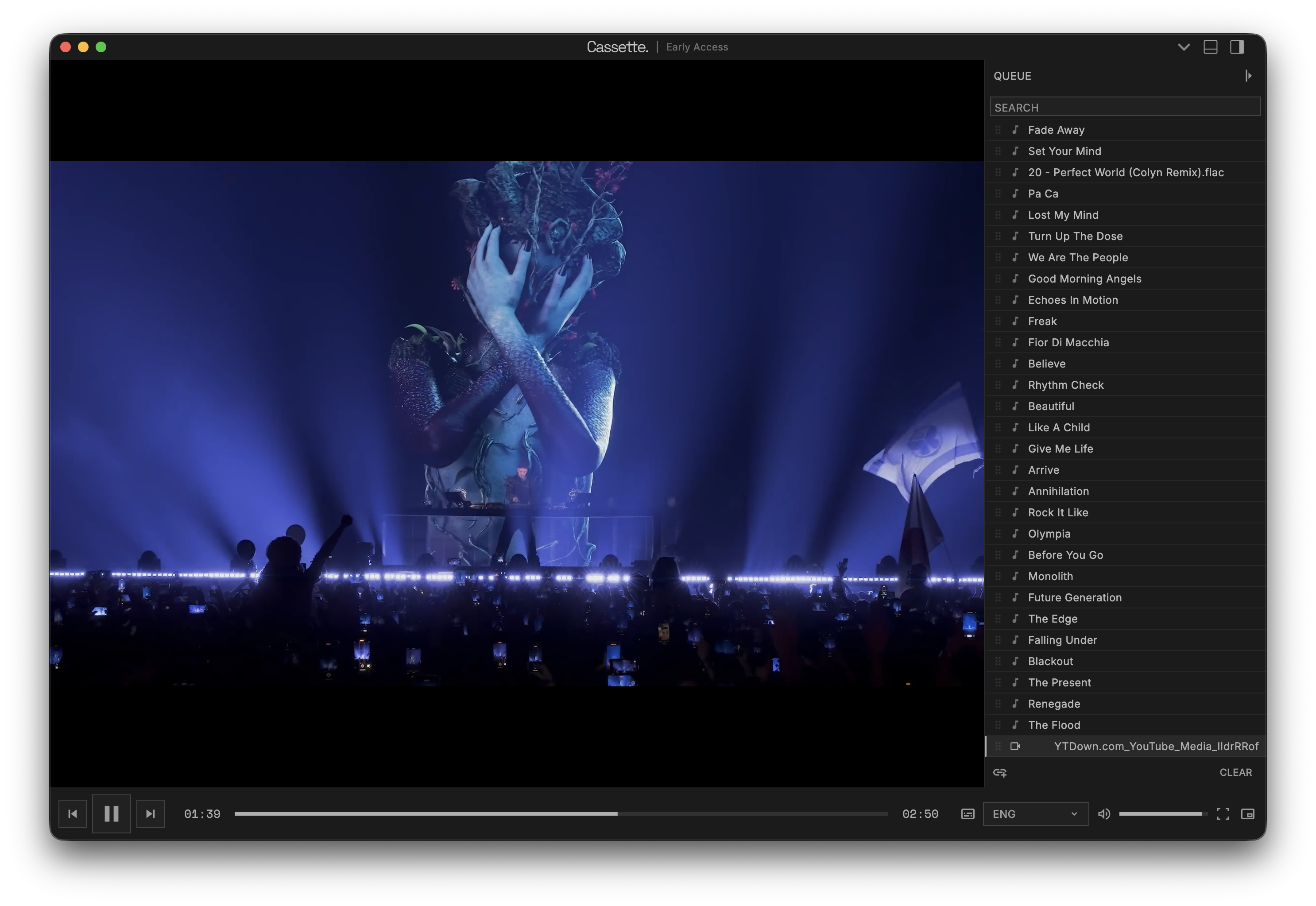 Cassette video playback: 4K concert film with subtitle and audio track switching